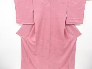 リサイクル　霞模様織り出し一つ紋色無地着物